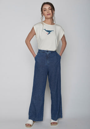 Weiß:  Lässiges Shirt aus LENZING™ TENCEL™ Mix für Damen [9582]
