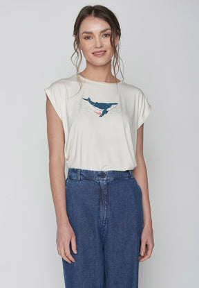 Weiß:  Lässiges Shirt aus LENZING™ TENCEL™ Mix für Damen [9583]