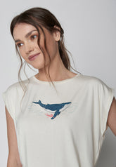Weiß:  Lässiges Shirt aus LENZING™ TENCEL™ Mix für Damen [9585]