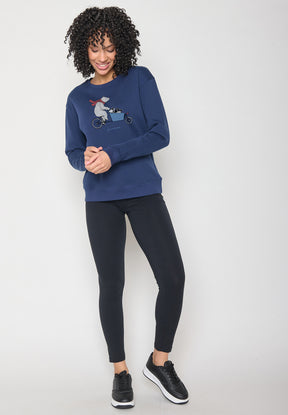 Blauer Gemütliches Sweatshirt aus Bio-Baumwolle für Damen (3)