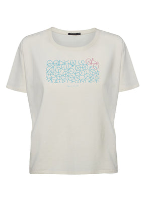 Creme White: Lässiges T-Shirt aus Bio-Baumwoll-Mix für Damen [9623]