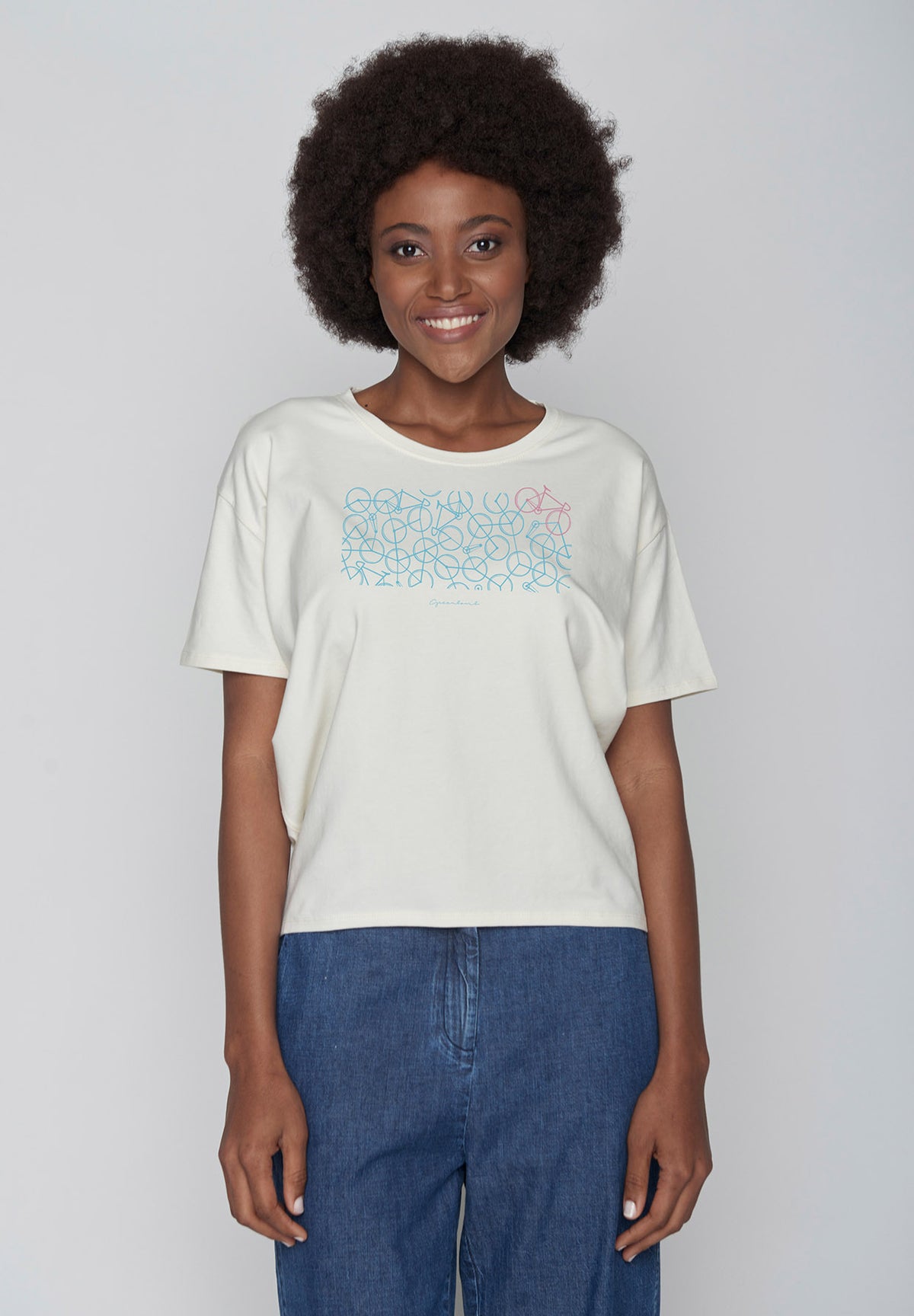 Creme White: Lässiges T-Shirt aus Bio-Baumwoll-Mix für Damen [9624]