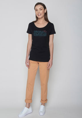 Black: Lässiges T-Shirt aus Bio-Baumwolle für Damen [9626]