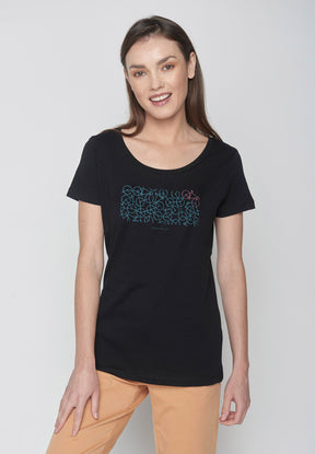 Black: Lässiges T-Shirt aus Bio-Baumwolle für Damen [9628]