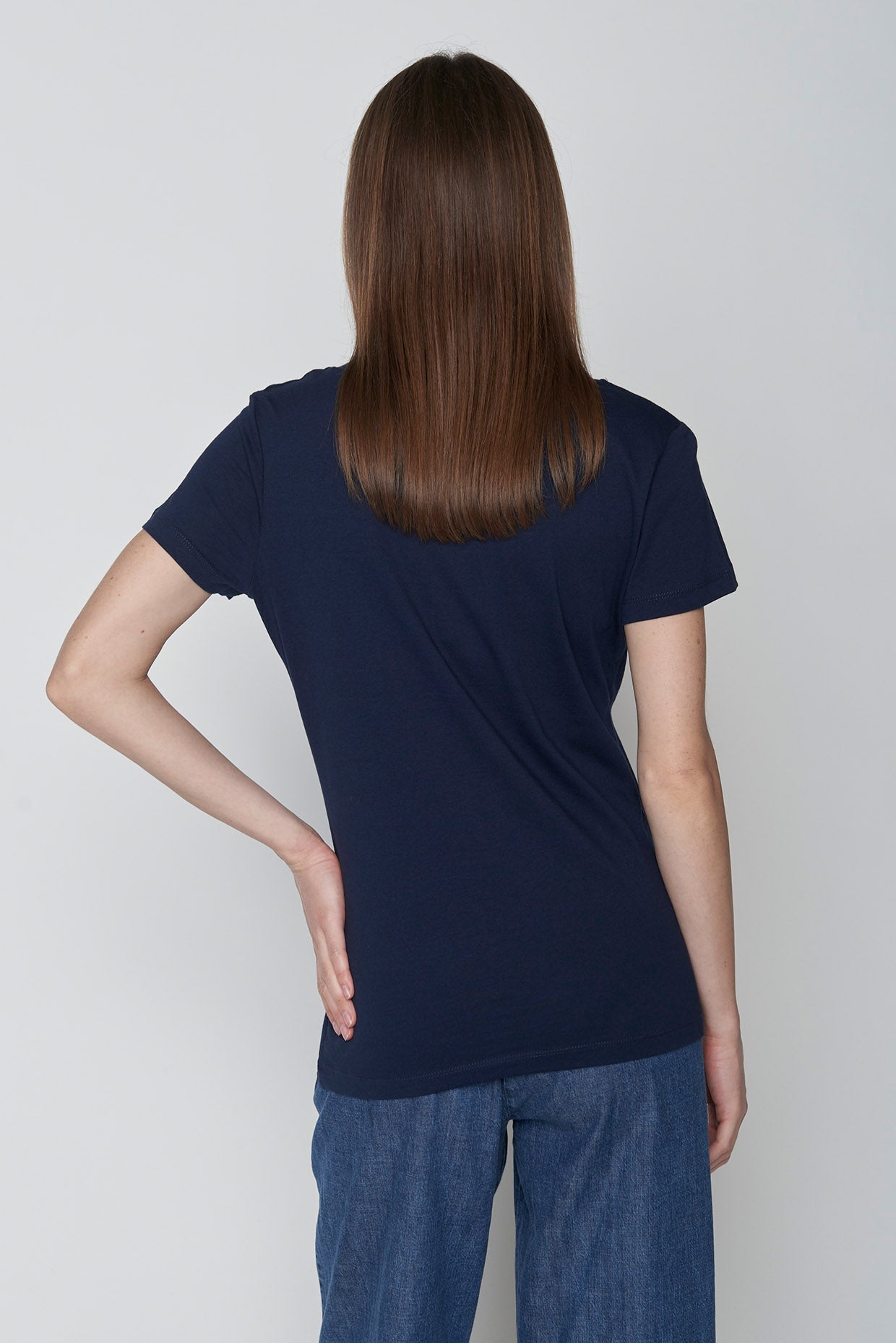 Dark Navy: Lässiges T-Shirt aus Bio-Baumwolle für Damen [9668]