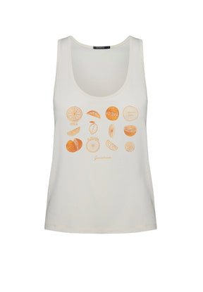 Creme White: Gemütliches Top aus LENZING™ ECOVERO™ Mix für Damen [9687]