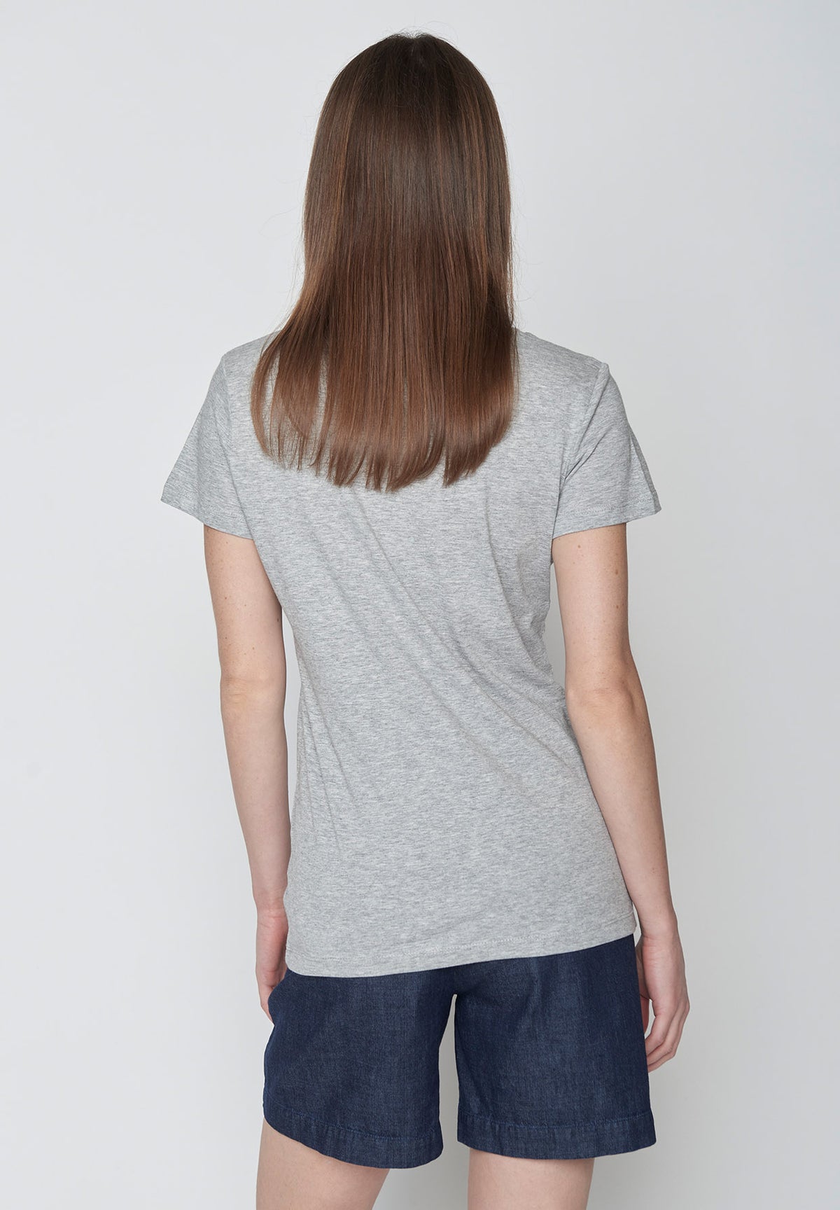 Heather Grey: Sportliches T-Shirt aus Bio-Baumwolle für Damen [9828]