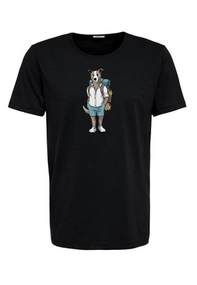 Schwarz:  Lässiges T-Shirt aus Bio-Baumwolle für Herren [18128]