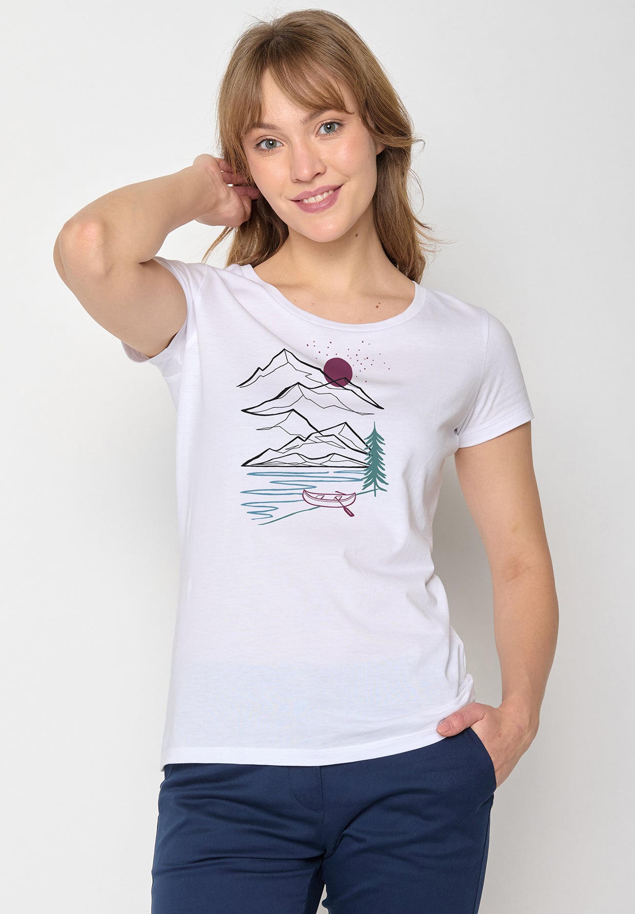 Weißer Lässiges T-Shirt aus Bio-Baumwolle für Damen (1)