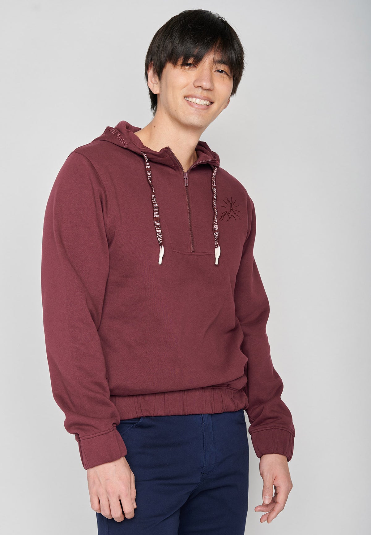 Roter Lässiger Half-Zip aus Bio-Baumwolle für Herren (1)