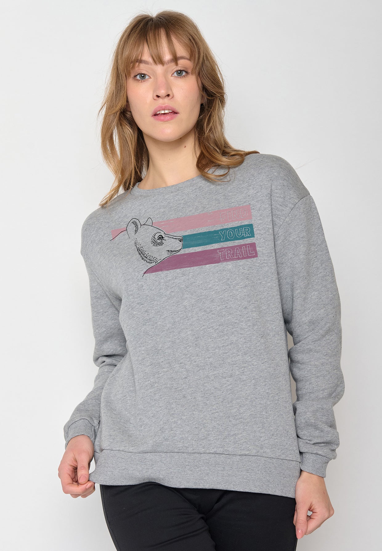 Grauer Gemütliches Sweatshirt aus Bio-Baumwolle für Damen (1)