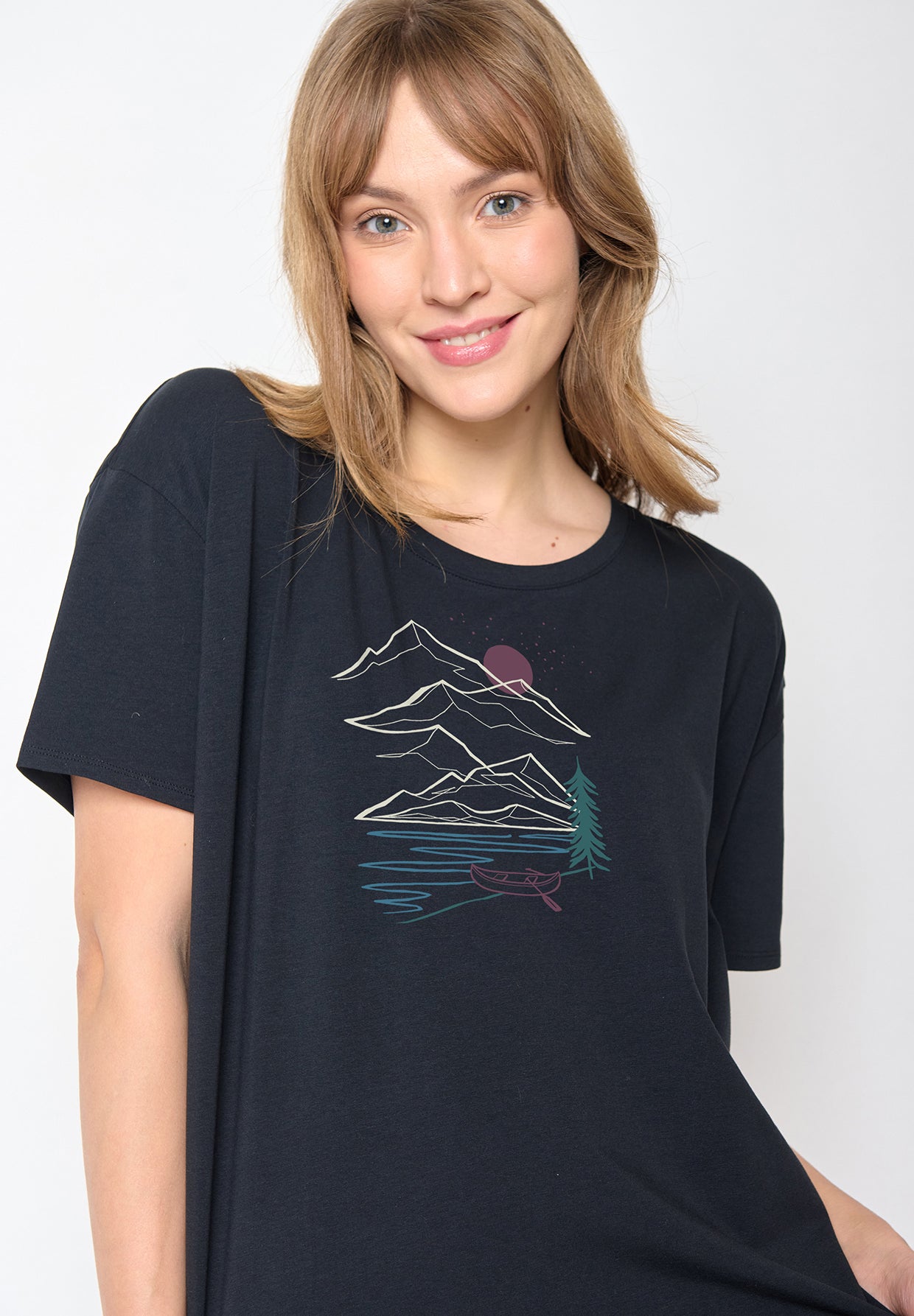 Schwarzer Lässiges T-Shirt aus Bio-Baumwoll Mix für Damen (3)