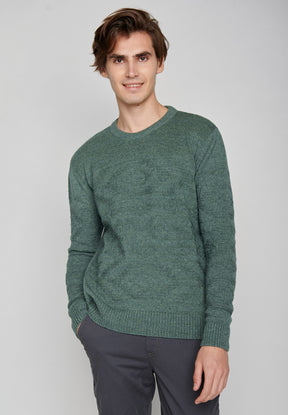 Blauer Eleganter Strickpullover aus Wolle und Bio-Baumwole für Herren (7)