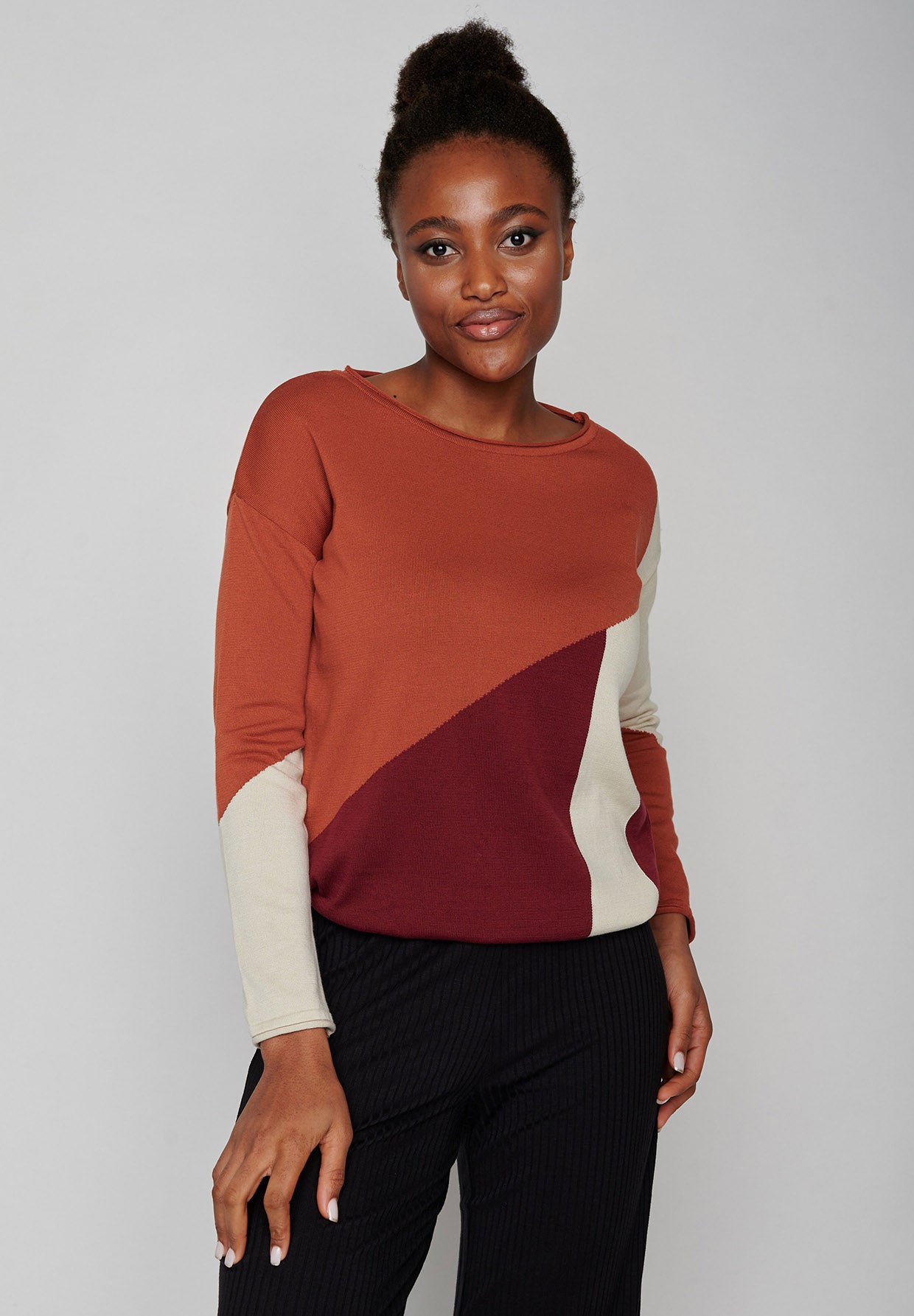 Roter Moderner Strickpullover aus Bio-Baumwolle für Damen (1)