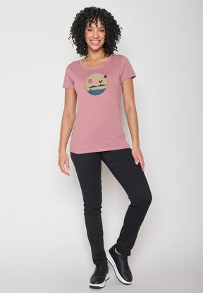 Rosa Lässiges T-Shirt aus Bio-Baumwolle für Damen (3)