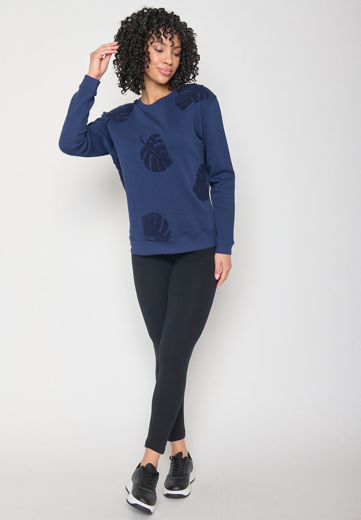 Blauer Gemütliches Sweatshirt aus Bio-Baumwolle für Damen (3)