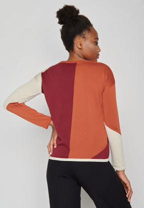 Roter Moderner Strickpullover aus Bio-Baumwolle für Damen (2)