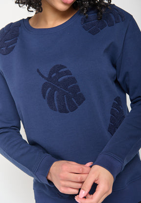 Blauer Gemütliches Sweatshirt aus Bio-Baumwolle für Damen (5)