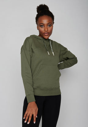 Grüner Lässiger Hoodie aus Bio-Baumwolle für Damen (1)