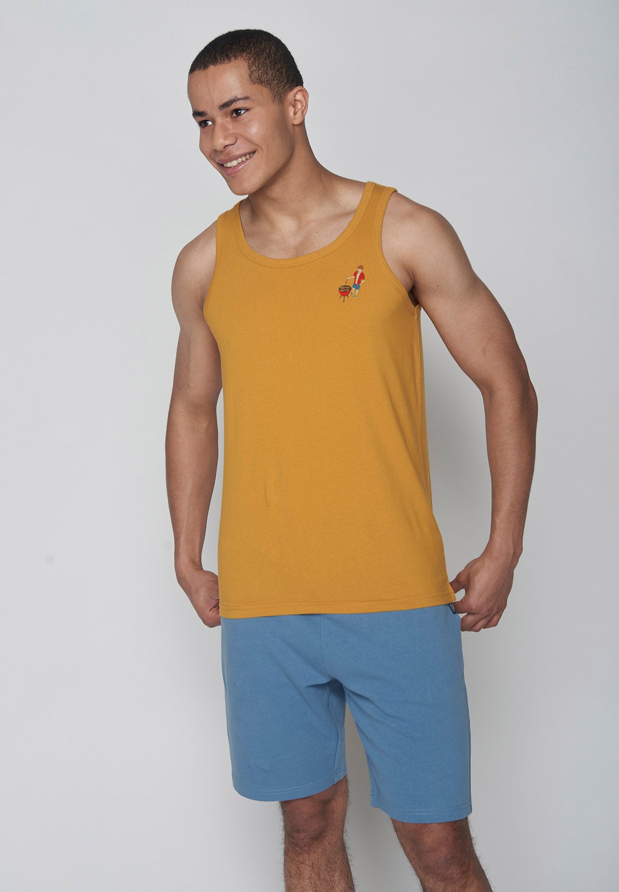 Gelber Sommerliches Tanktop aus Bio-Baumwolle für Herren (1)