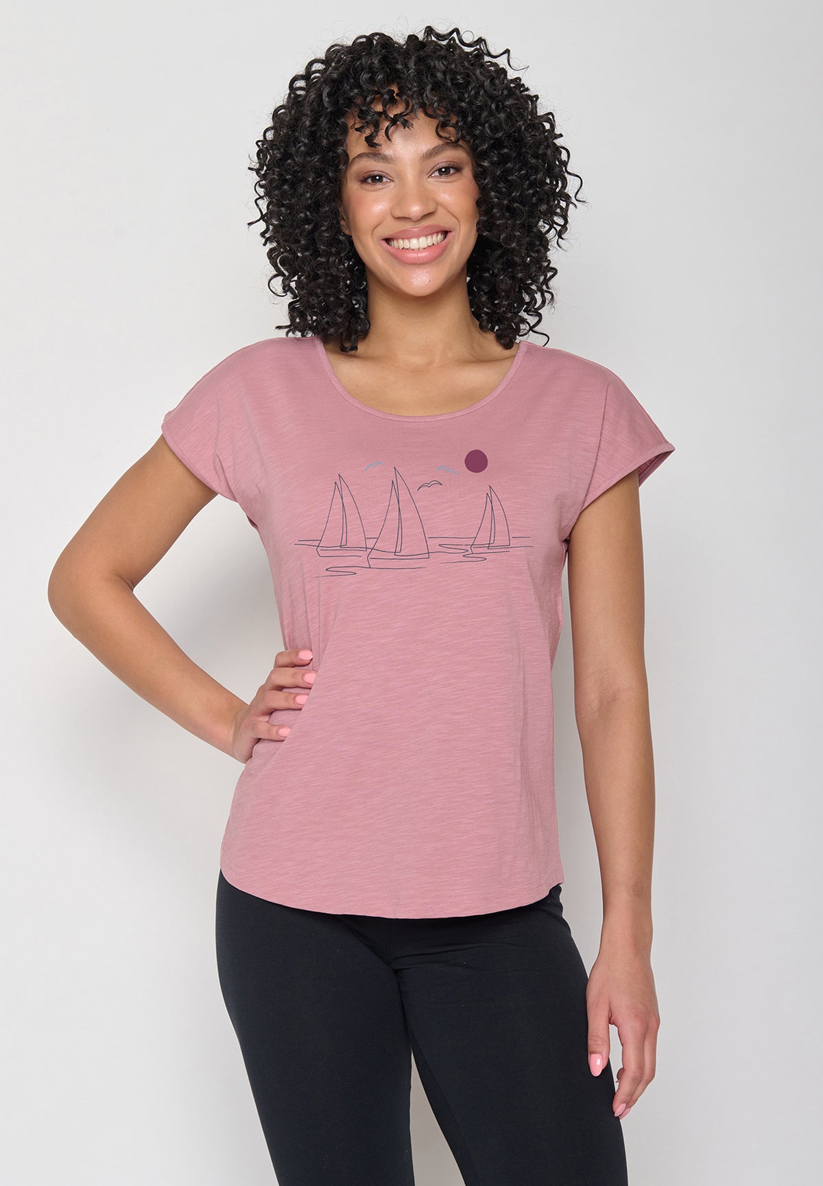 Rosa Sportliches T-Shirt aus Bio-Baumwolle für Damen (1)