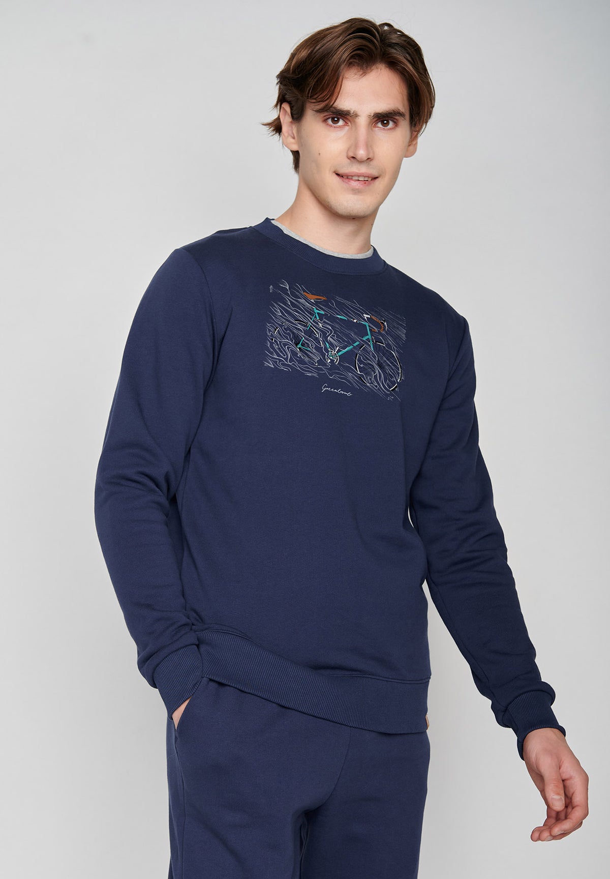 Blauer Gemütliches Sweatshirt aus Bio-Baumwolle für Herren (1)