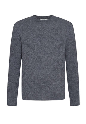 Blauer Eleganter Strickpullover aus Wolle und Bio-Baumwole für Herren (17)