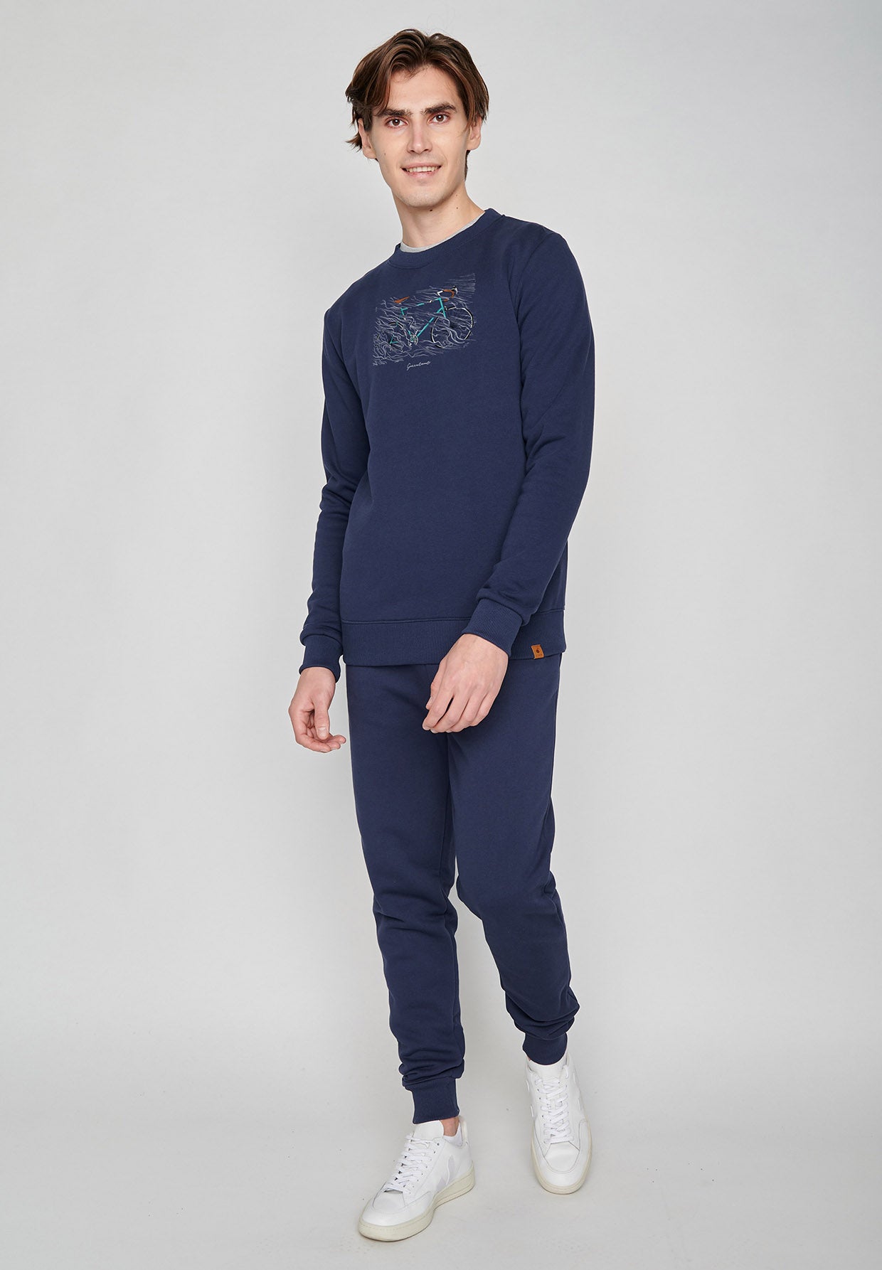 Blauer Gemütliches Sweatshirt aus Bio-Baumwolle für Herren (4)