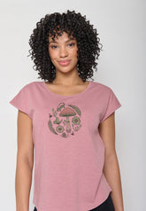 Rosa Sportliches T-Shirt aus Bio-Baumwolle für Damen (1)