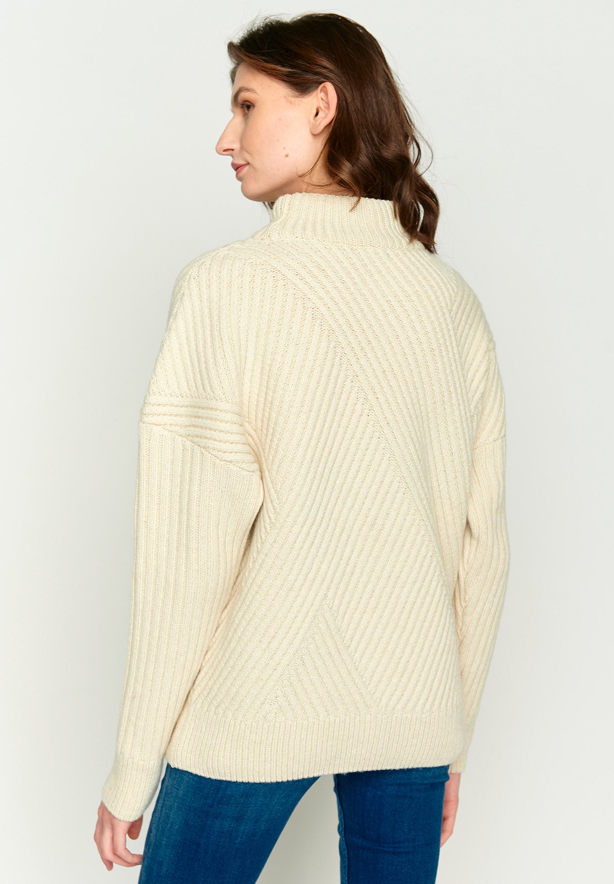 Gelber Gemütlicher Strickpullover aus Woll Mix für Damen (3)