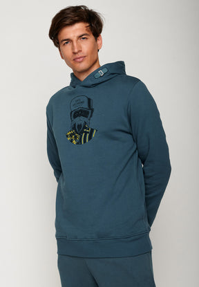 Blauer Kuschliger Hoodie aus Bio-Baumwolle für Herren (1)