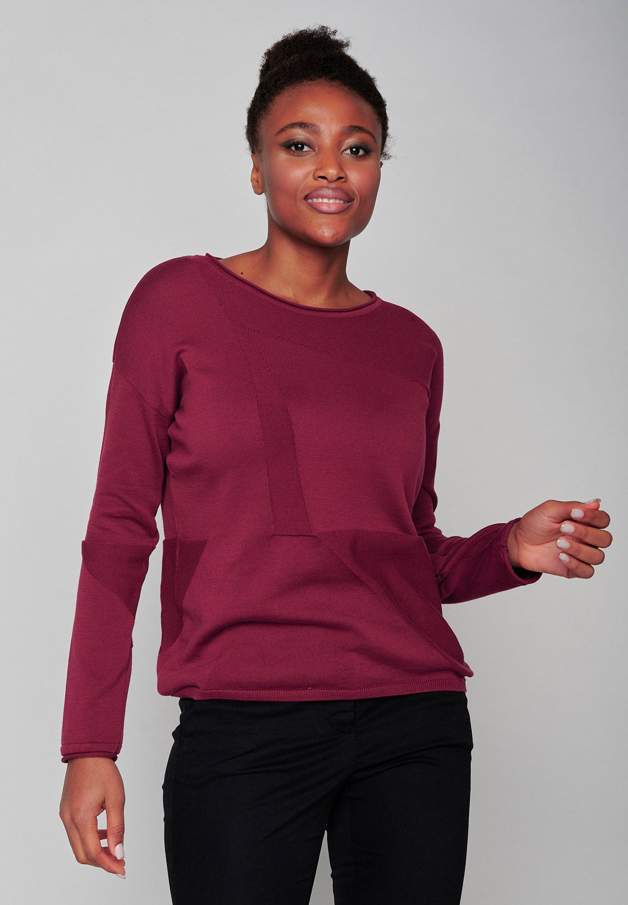 Roter Moderner Strickpullover aus Bio-Baumwolle für Damen (6)