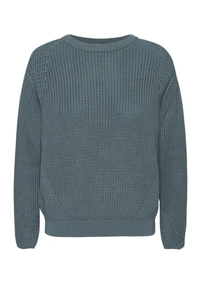 Blauer Gemütlicher Strickpullover aus Bio-Baumwolle für Damen (5)