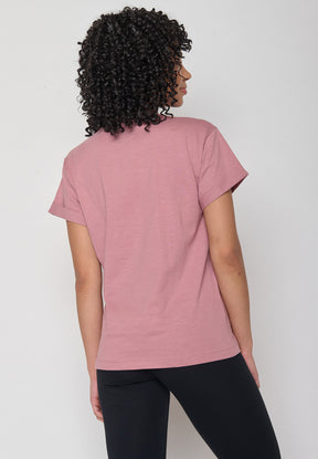 Rosa Lässiges T-Shirt aus Bio-Baumwolle für Damen (2)