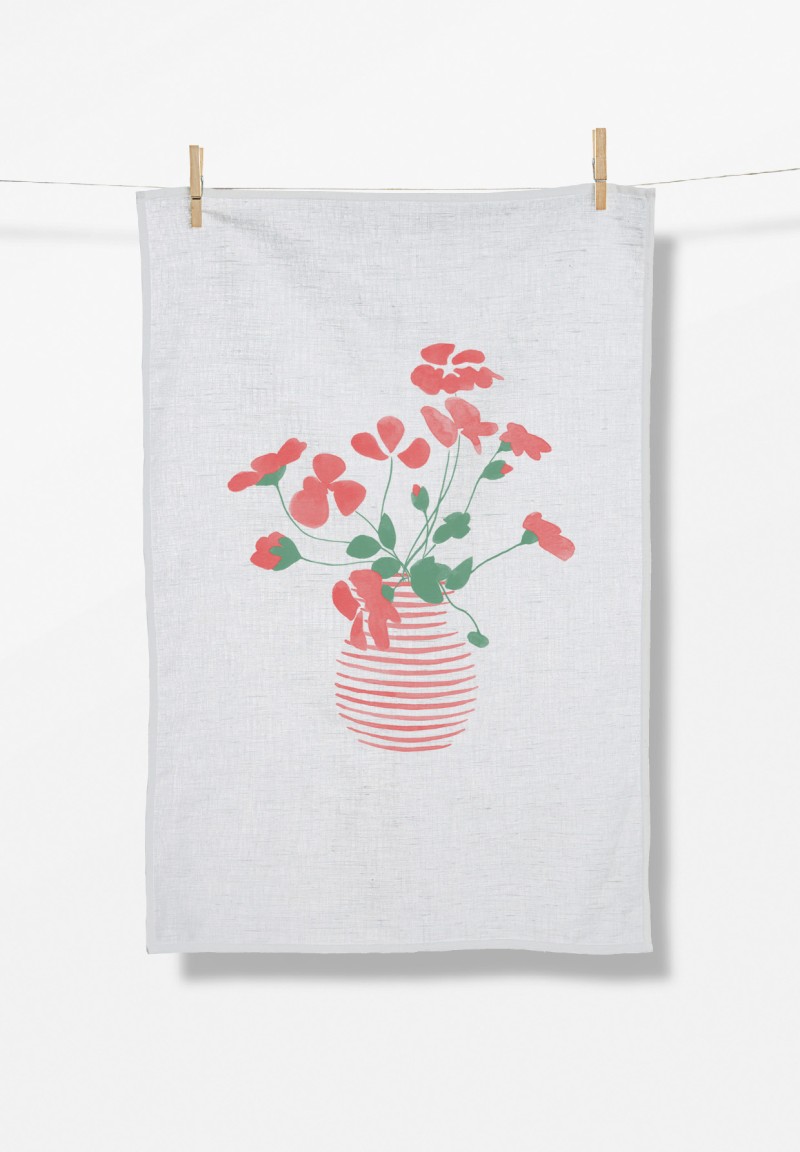 Plants Flower Pot Tea Towel