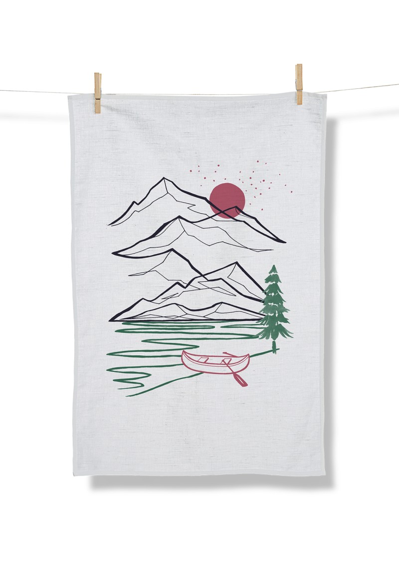 Nature Mountain Trip Tea Towel White