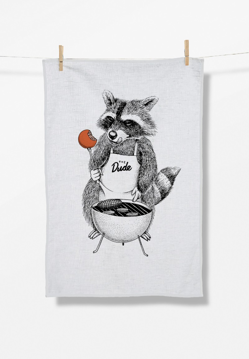 Animal Raccoon BBQ Tea Towel
