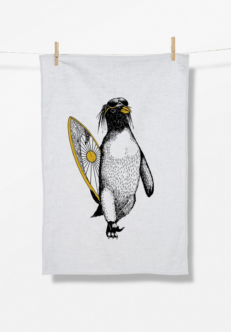 Animal Penguine Summer Tea Towel White