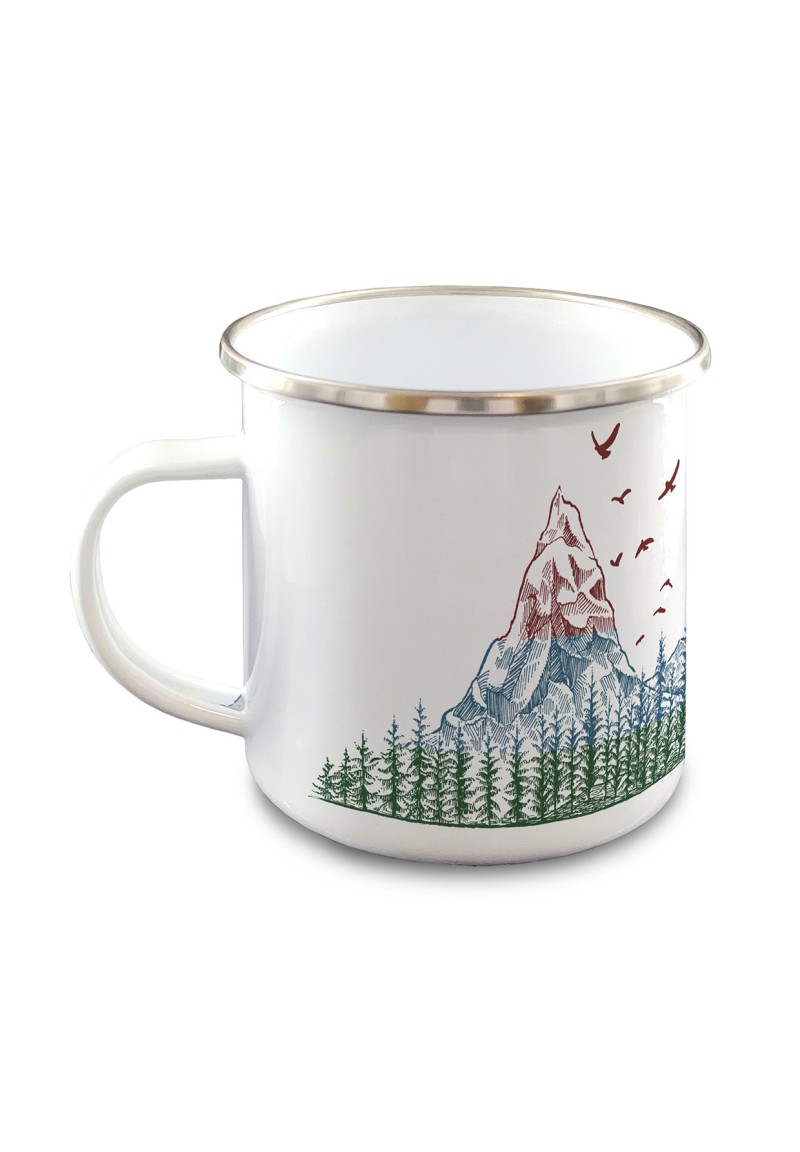 Nature Mountain Colors Enamel Mug White