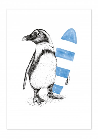 Animal Penguin Surfer Poster