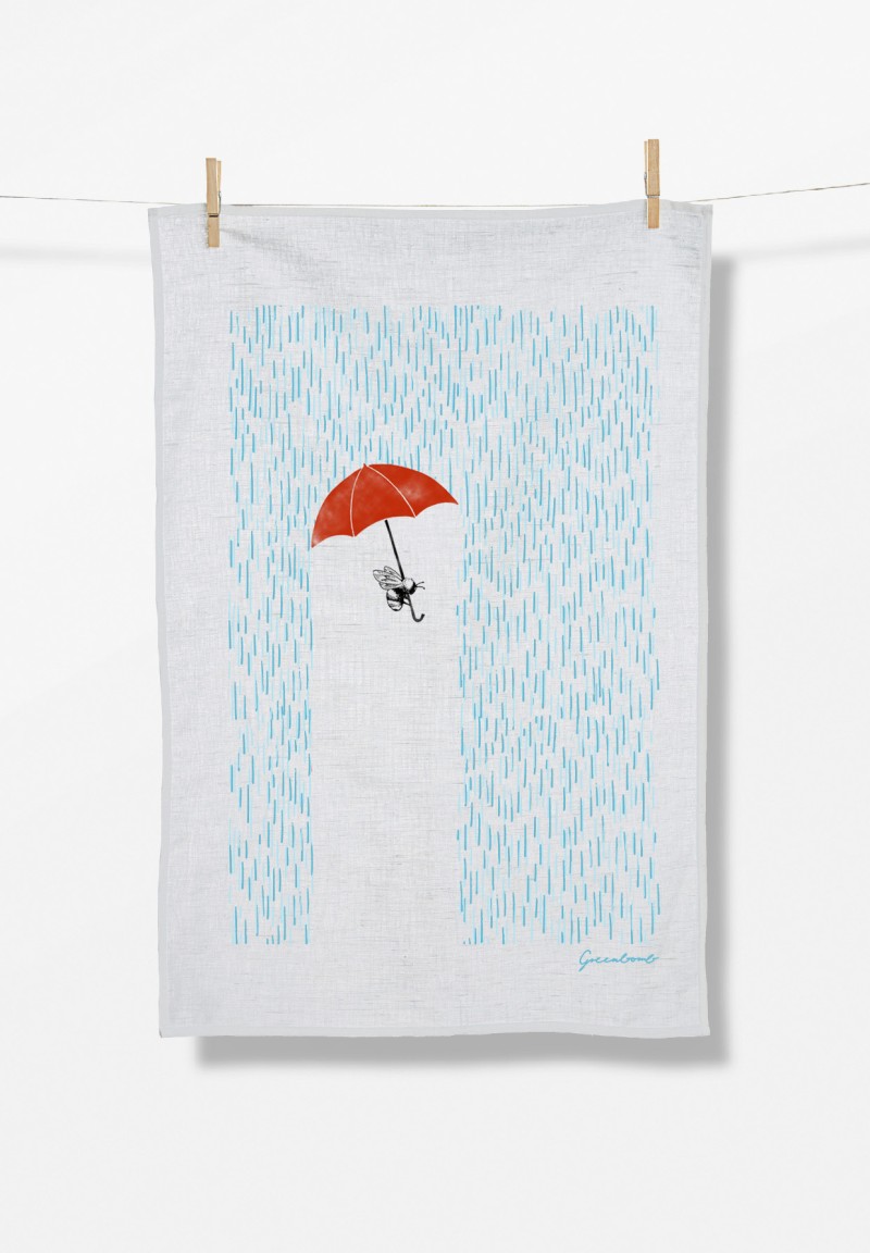 Animal Bumblee Rain (Tea Towel)